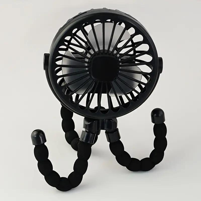 1pc Octopus Mini Fan with Flexible Tripod – USB Charged, Quiet & Adjustable 3-Speed, Soft Wind, Light Feature – Perfect for Gym, Cycling, Car, Desk