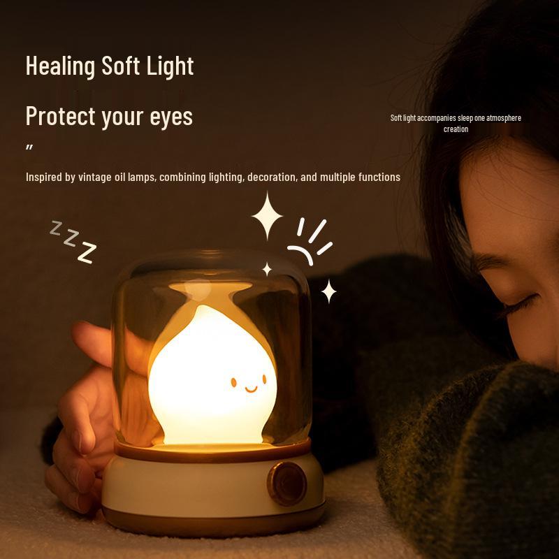 Retro Oil Lamp Night Light for Baby Feeding and Eye-Protection In Bedroom or Dormitory