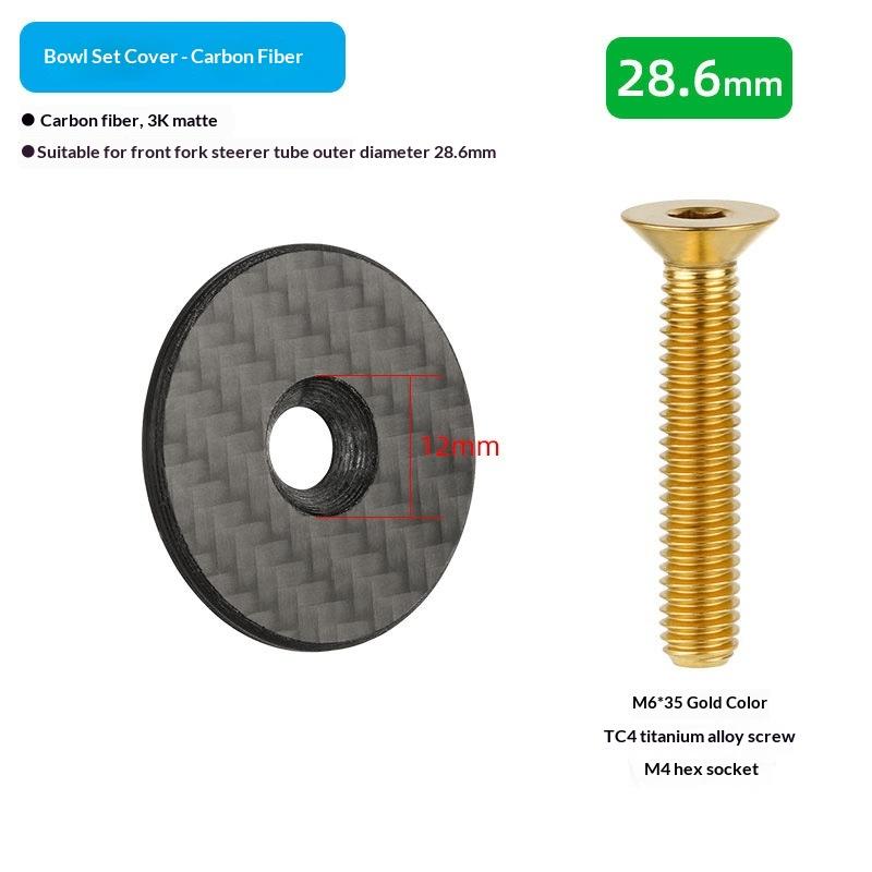 Carbon Fiber Headset Top Cap With Titanium Screw Lightweight Bike Stem Bolt Mountain Bicycle Front Fork Top Cover Parts