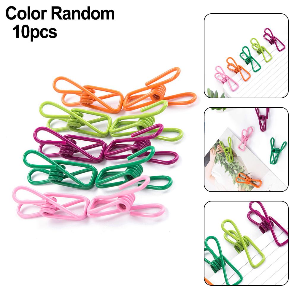 10pcs Colorful PVC Clips for Clothes Drying Photos & Papers, Multipurpose Vinyl Coated Metal Spring Clips for Home Organization