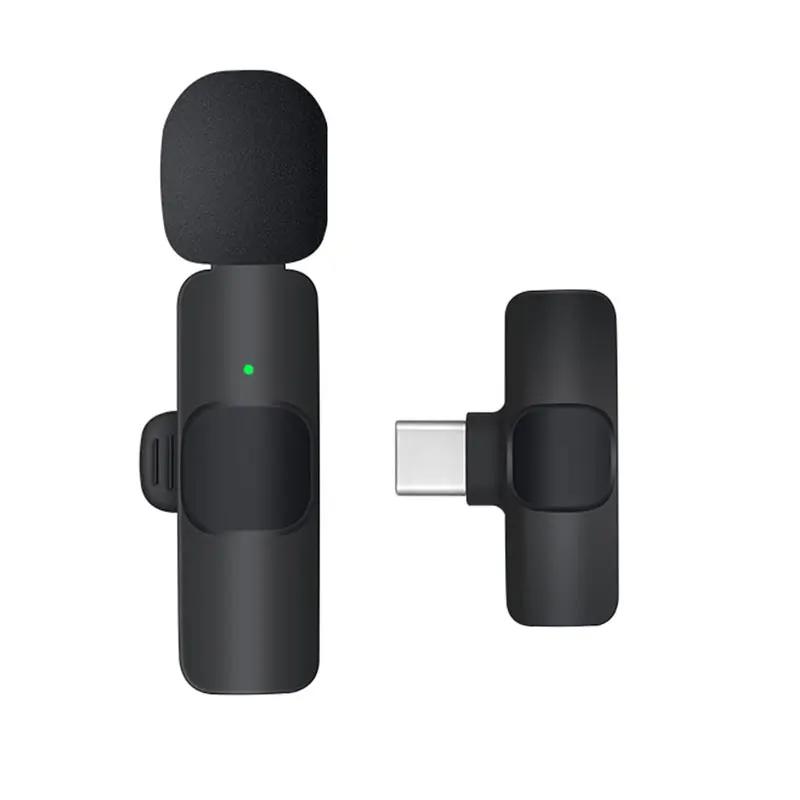 

Беспроводной петличный микрофон K9 для iPhone и Type-C YouTube Facebook Video Live Мини-микрофон с функцией интеллектуального шумоподавления чёрный