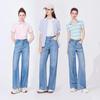 Navigare Women's Lightweight Straight Wide-Leg Denim Trousers