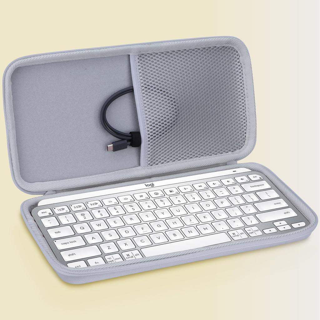 Logitech MX Keys Mini Keyboard KX700 Wireless Keyboard (Off-White Case) compatible with Lebakort storage case.