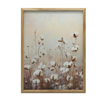 Pastel Cotton Fields Pastel Cotton Fields, 30X40 Cm, Dark Brown Wooden Frame, 230 Gsm Matte Paper