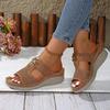 Vintage Slip On Soft Sole Wedge Heels Sandals Women Hollow Out Breathable Straps Slippers Women 2025 Casual Driving Beach Shoes