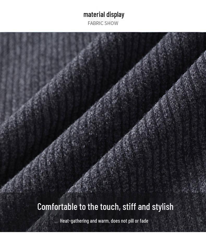 Woodpecker Men's Slim Fit Round Neck Knit Sweater - Warm Velvet Base Layer for Autumn/Winter