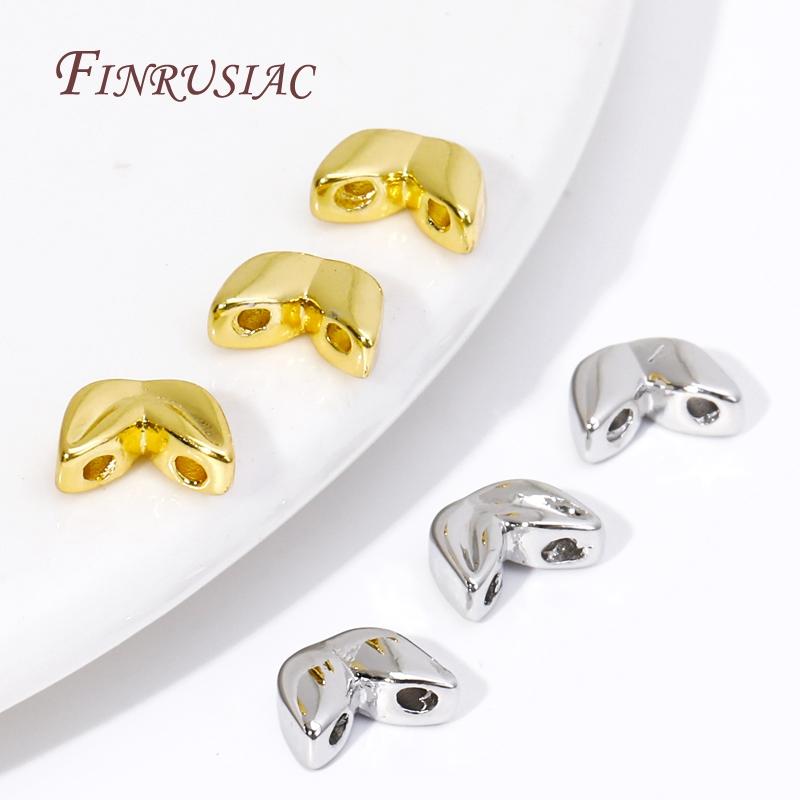 18K Real Gold Plated Wheat Shape Spacer Beads Metal Double Holes Bead For Necklaces DIY Supplies,Loose Beads Separators Wholesal
