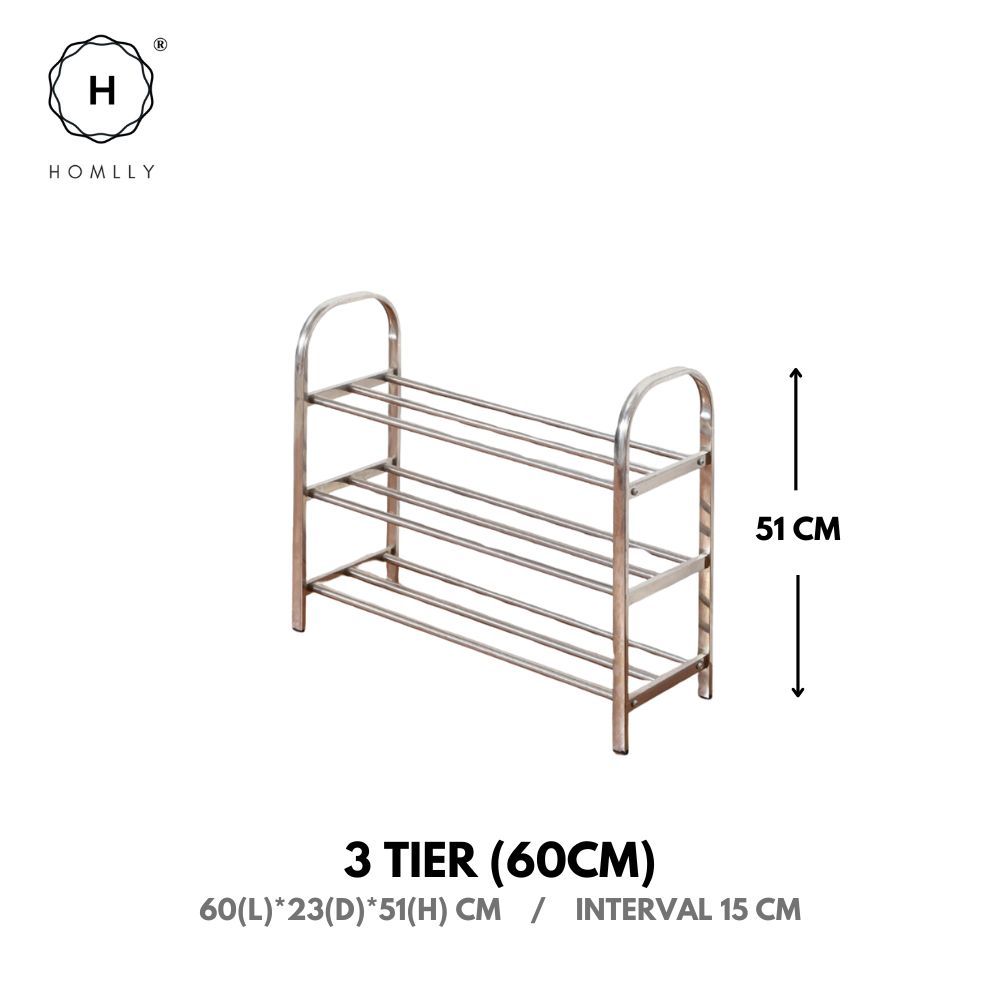 Homlly Tonii Stainless Steel Shoe Rack (2/3/4/5/6 Tier)