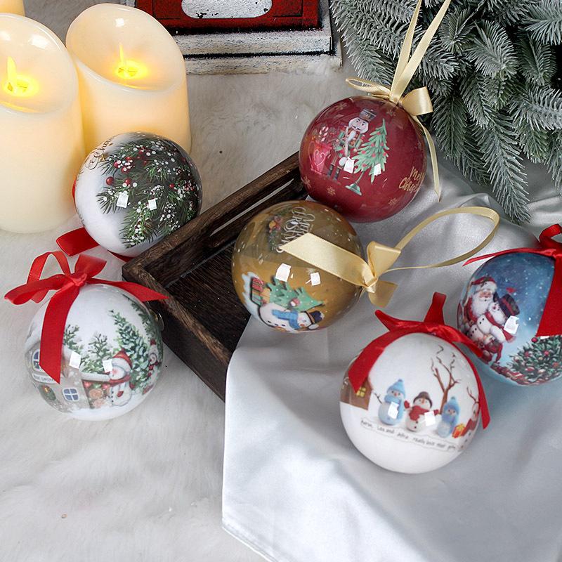 8cm Christmas Ball Decoration Santa Claus Snowman Pattern Painted Foam Christmas Balls Christmas Tree Hanging Party Decorations
