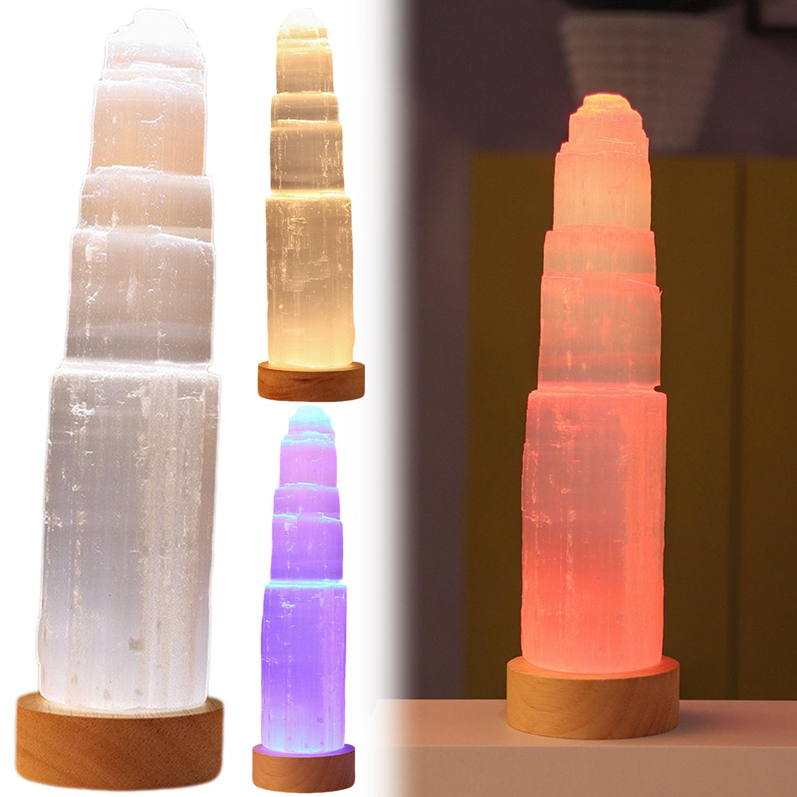 Crystal-Tower Lamp Handcarved Gypsum Towers Hand-Carved Mineral Stone Office Desk Stress Relief for Home Decor/Room Decor
