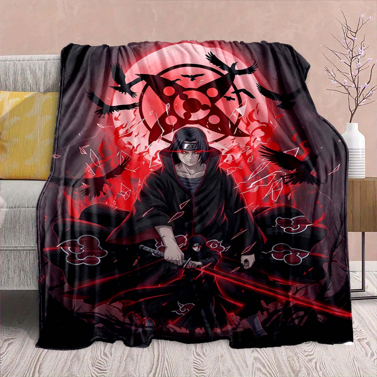 

Naruto Anime Flannel Blanket - Soft Warm Perfect for Sofa, Bedding Camping Travel Office Home Decor -QJY 75x90cm