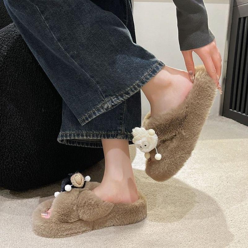 

Тапочки Мао Мао женская обувь осень и зима нескользящие на толстой подошве обувь для увеличения роста носить плюшевые хлопковые тапочки 40 хаки