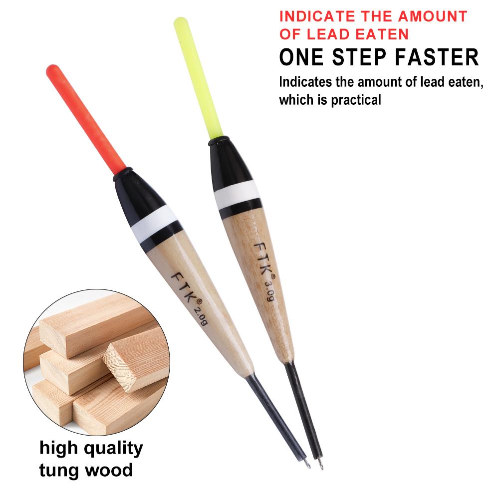 FTK 5PCS Paulownia Wood Fishing Float 2g 3g 4g  Floating Vertical Buoy Carp Fishing Accessories 14cm-15cm