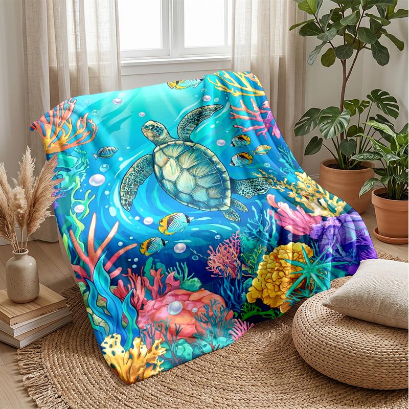 Ocean Friends Adventure Theme blanket Lightweight Warm Flannel Blanket Decorative Throw Blanket for Home Decoration