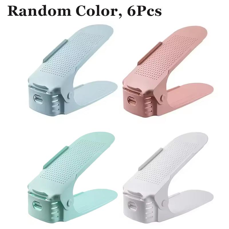 6/10/14Pcs Adjustable Double Deck Shoe Stacker Rack Organizer Shoes Slots Durable Space Saver Rack Holder For Cabinet Closet Hot