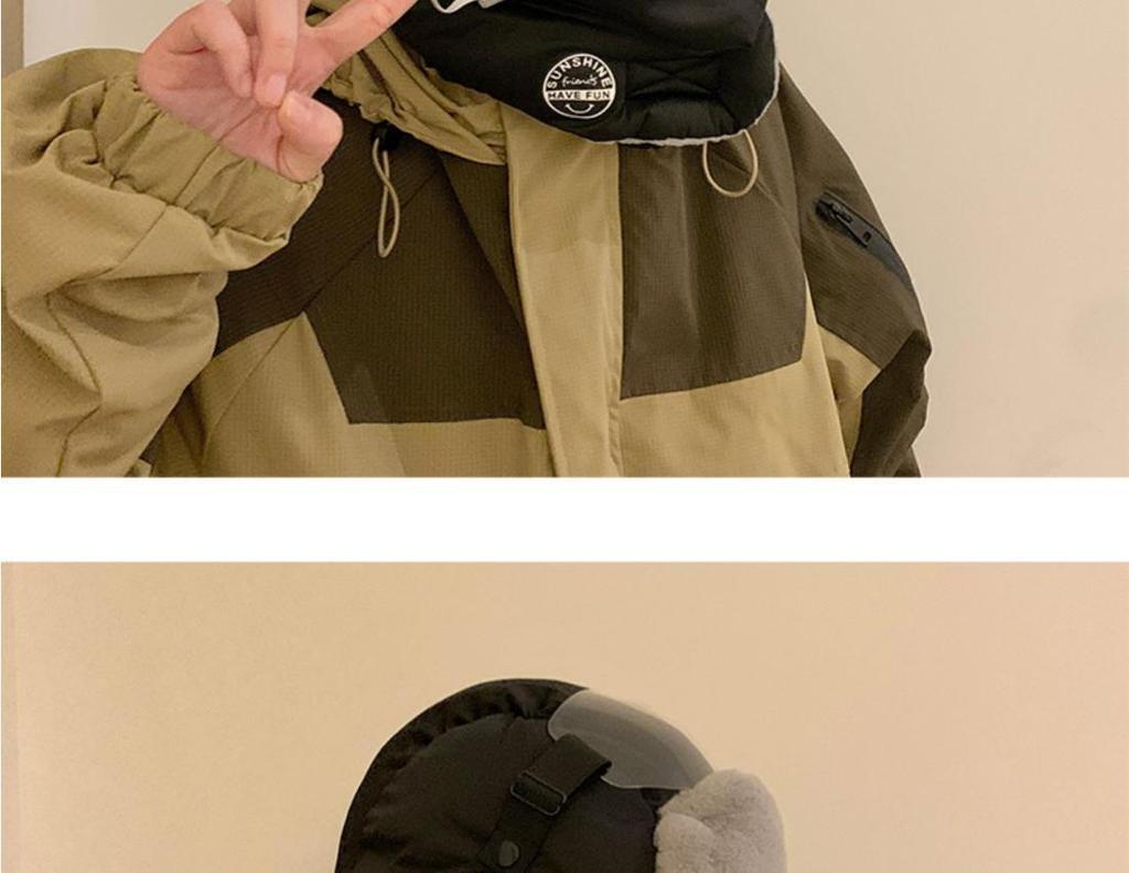 Men's Winter Ski Hat with Ear Protection, Windproof and Warm Pilot Hat for Outdoor Cycling