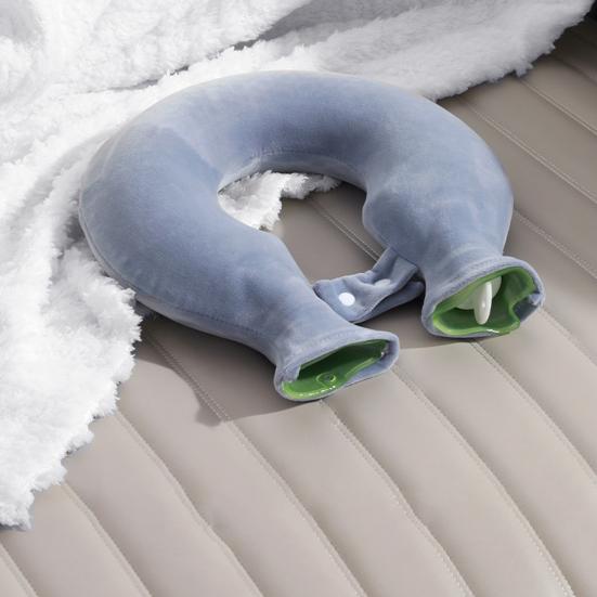 1400ML U-Shaped Hot Water Bottle Neck Shoulder Pain Relief Leak-proof PVC Hot Water Bag with Flannel Cover Hot Cold Therapy Neck Warmer Bag