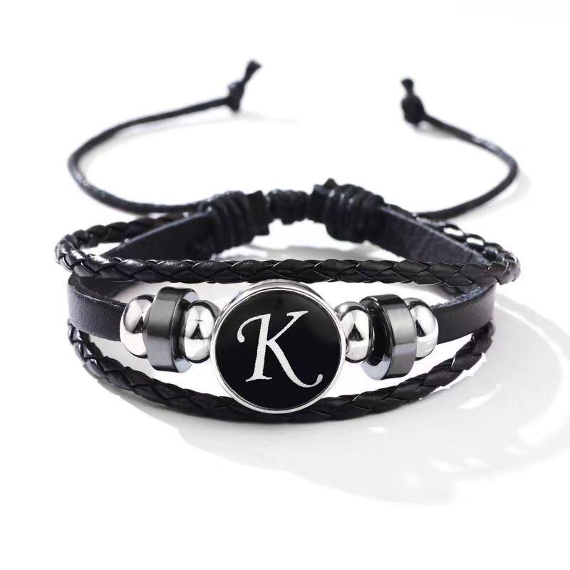 Personalized 26-Letter Leather Bracelet: Fashionable Multi-layer Woven Design for Couples