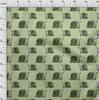 oneOone Cotton Flex Light Green Fabric Wreath Personalized Name Dress Material Fabric Print Fabric By The Yard 40 Inch
