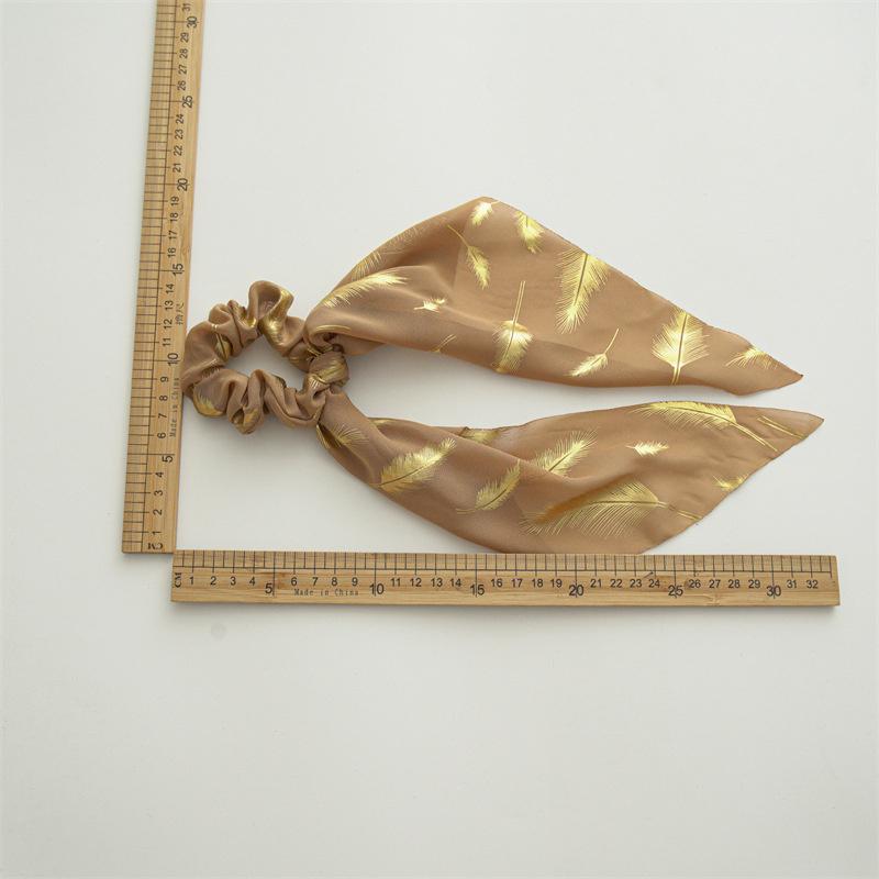 Korean Chiffon Feather Hair Ribbon Scarf Vintage Simple Hair Loop Tie Elastic Hairband For Women Girl Hair Accessories Headbands