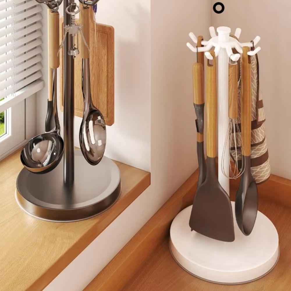 with Water Tray Countertop Flatware Organizer 360 Degree Rotating Flatware Storage Rack  Spoons