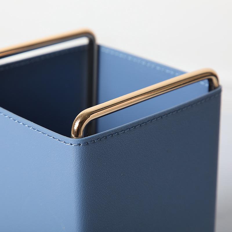 Porte-cosmétiques et télécommandes en cuir nordique: Rangement de bureau simple pour ornements et stylos.