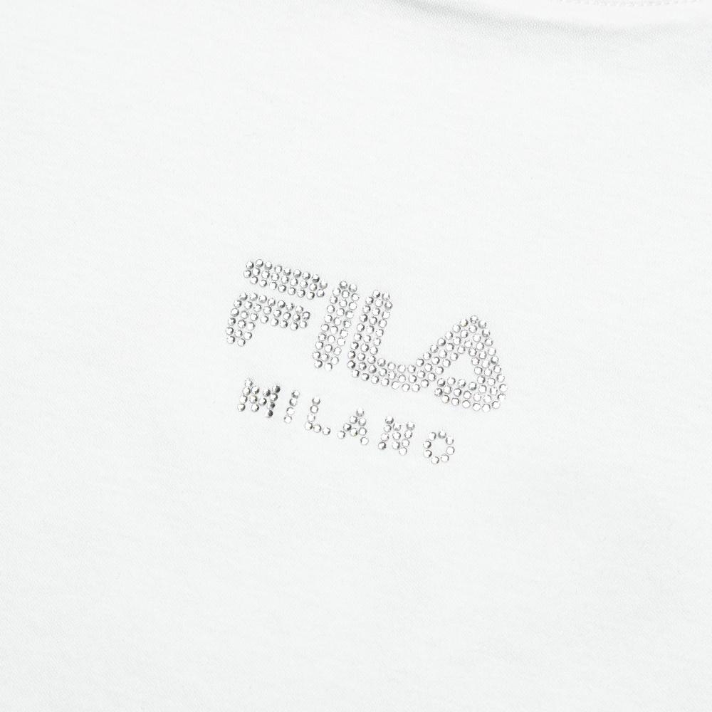 FILA Milano Italian Luxury Sports Series Classic Girls Active Fit Short Sleeve Regular T-Shirt Women Tops Cloud-White F11W525102F-WT