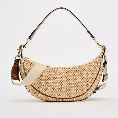 Half Moon Straw Armpit Bags for Women Luxury Designer Bags and Purses New Casual Handwoven Shoulder Crossbody Bag
