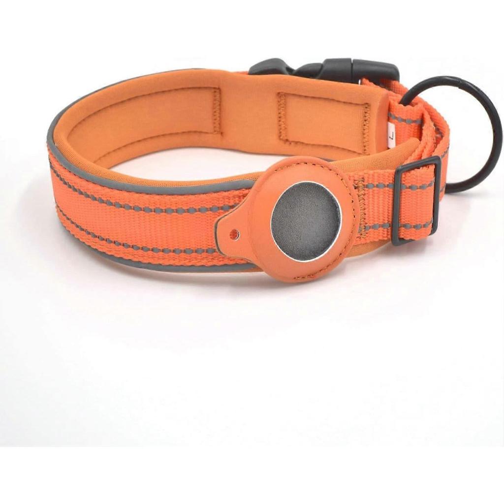 Hundehalsband, Verstellbares Nylonhalsband für Haustiere mit Apple Airtag Hundehalsbandhalter Leicht & Bequem Reflektierende Haustierhalsbänder mit Schnellverschluss B