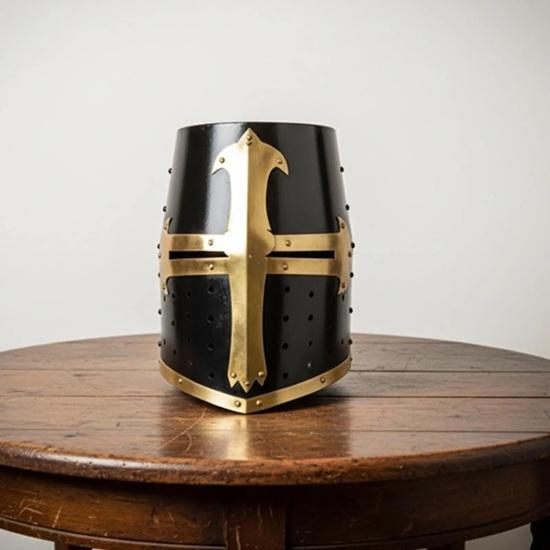 

Чорний Середньовічний Лицарський Шолом Тамплієра Хрестоносця Сталева Обладунка з Латунним Хрестом Батько Хелловін Різдво Весільний Подарунок Декоративний
