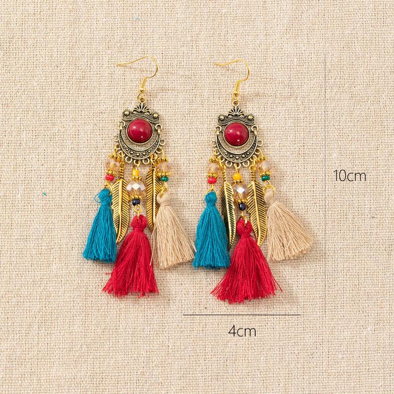 Bohemian Tribal Ethnic Style Long Fringed Earrings Cross-border Earrings Vacation Travel Jewelry Wholesale