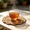 Woven Placemat Heat Insulation Non-Slip Table Mat Retro Petal Shape Dining Mat