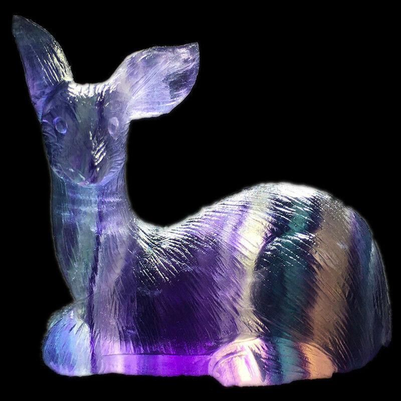 

Ручная Мини Резьба Олень Натуральный Флюорит Кварцевый Кристалл Подарок Исцеление Домашний Декор