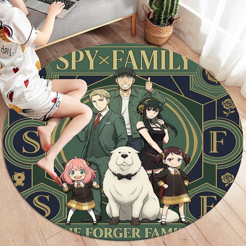 Spy Family Round Area Rug Carpet Rug For Living Room Bedroom Sofa Playroom Decor Nonslip Floor Mat