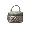 Women's Minimalist Quilted Korean Vanity Bag with Camellia Design, Large Capacity, Stylish, Compact, and Compact (Silver)