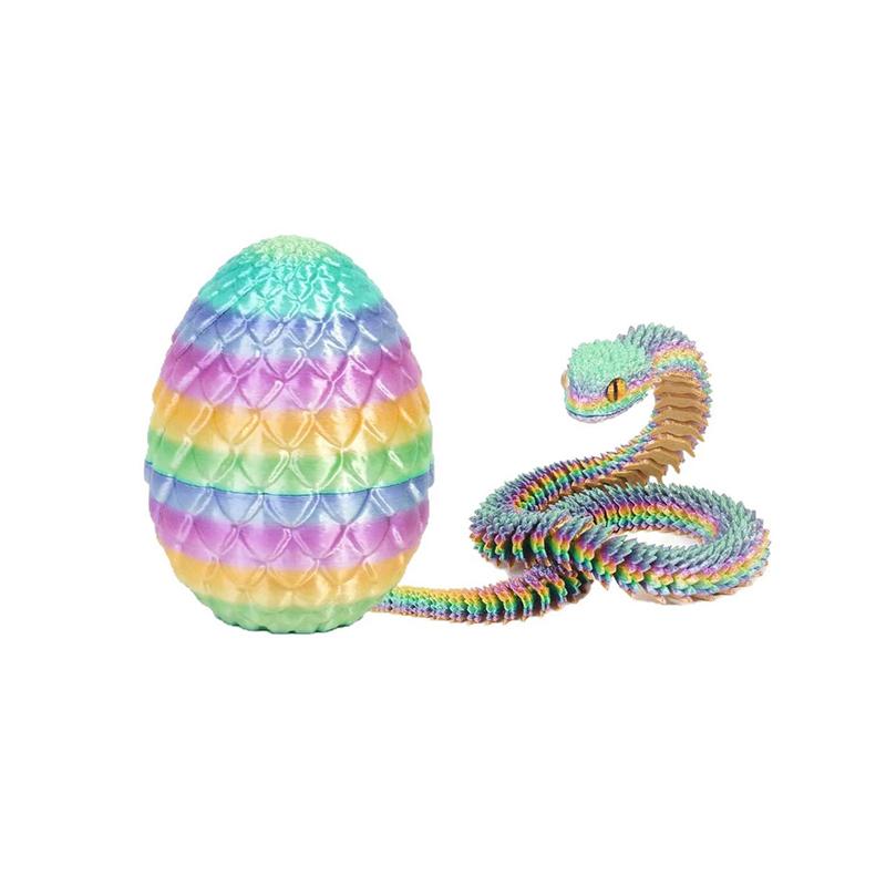 30cm 3D Printed Snake With 8.5cm Egg Mobility Simulate Snake Ornament Cool Funny Figurine For Home Office Desktop Home Decor