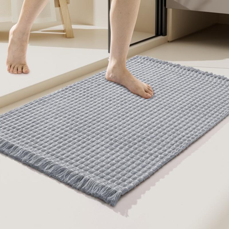 Microfiber Tassel Woven Bath Mat Non Slip Super Absorbent Bathroom Rug Soft Quick Dry Shower Floor Carpet