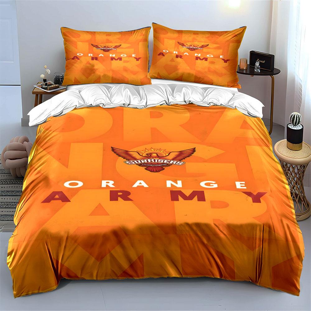 Orange Army Sun Design Bedding Set Print Bedding Set Duvet Cover Pillowcases (1* Duvet Cover 2* Pillowcases Do Not Include Comforter)