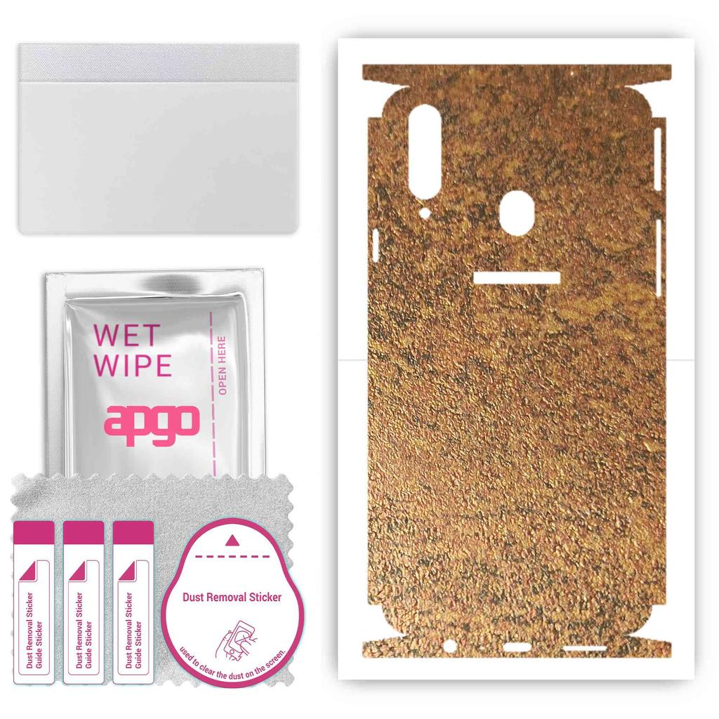 apgo Naklejka ochronna na tył+boki kompatybilna z Samsung Galaxy A20s, Folia Full Wrap, Folia, Winyl - Wzór Rdzawa Miedź