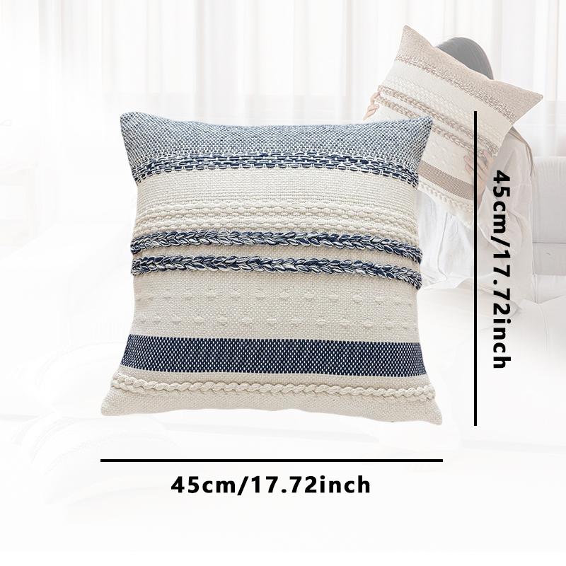 Knitted Striped Woven Pillow Cover Textured Square Cushion Cover Boho Bedroom Pillowcase No Filler Sofa Home Decoration