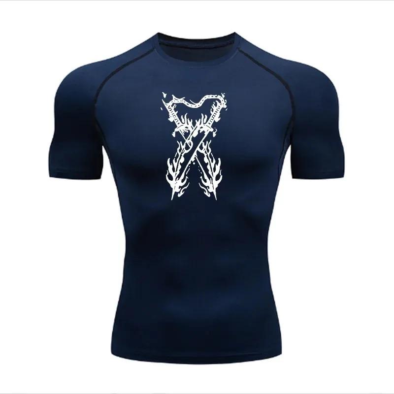 Men's T-shirt Running Sport Compression Jogging Fitness Moisture-Wicking Fashion Tops Tee Quick Dry Gym Casual Running Workouts