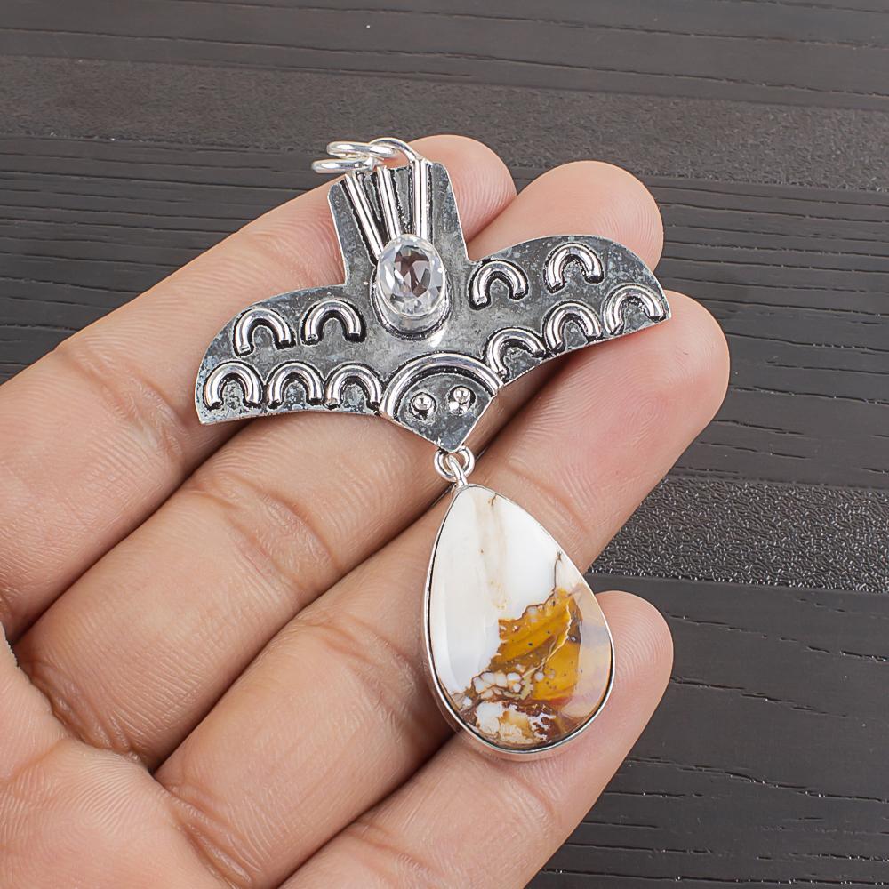 Natural Seam Agate Gemstone 925 Sterling Silver Jewelry Designer Pendant 2.54  AJP-2354