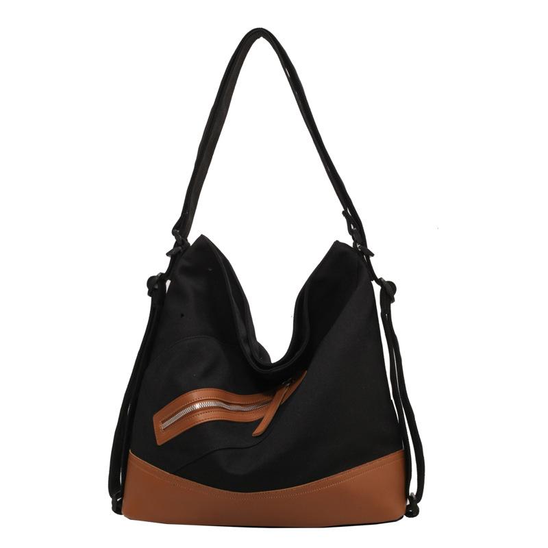 

Сумка через плечо большой емкости Женская большая сумка блочного цвета чёрный