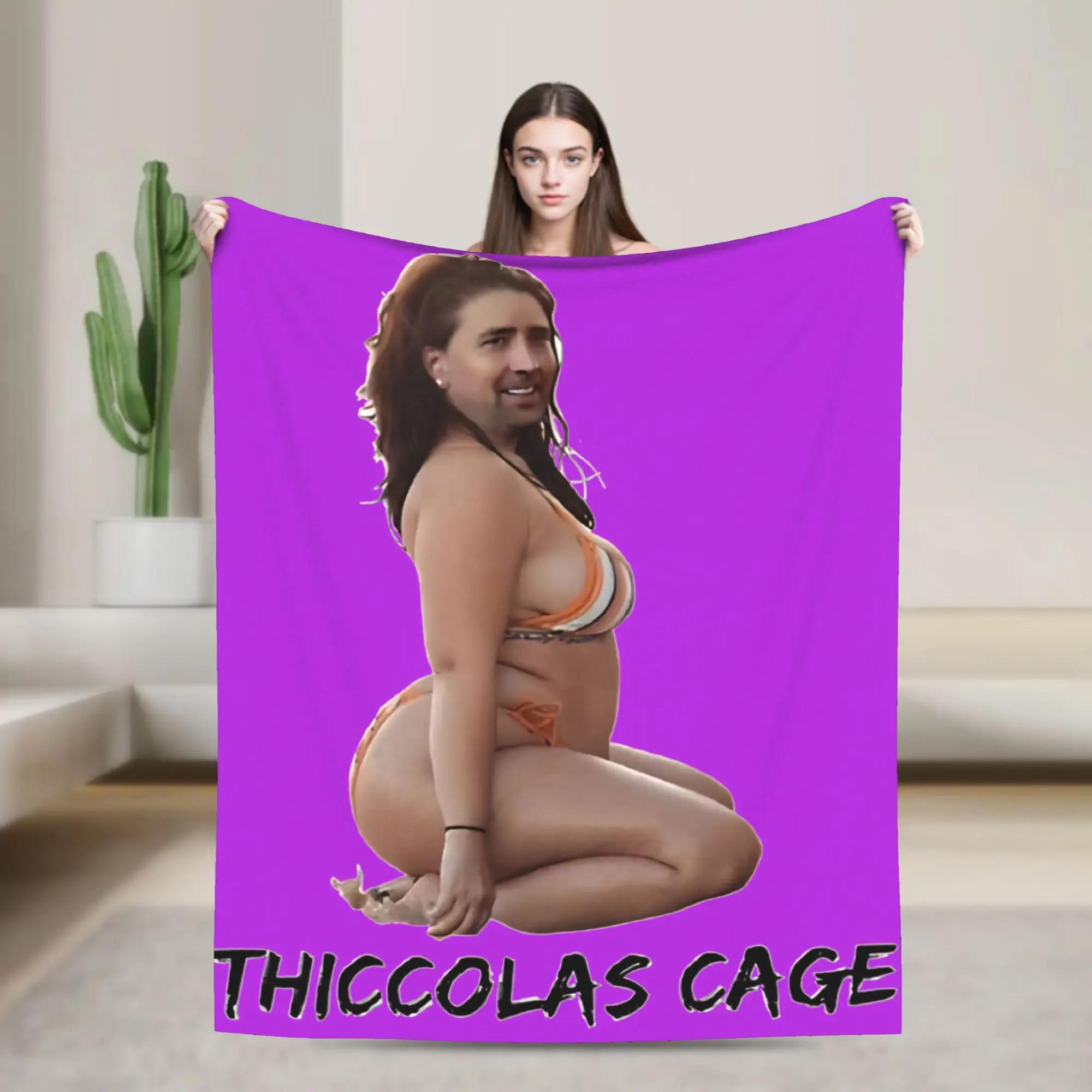 

Thiccolas Cage Funny Super Warm Plush Blanket for Bed Sofa Soft Flannel Bedspread Throw for Bedroom Picnic Use 40x50inch 101x127cm
