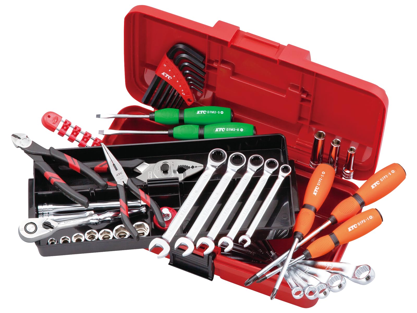 

Набір інструментів Kyoto Machinery Tools у пластиковому жорсткому кейсі SK3402PS (KTC) 9,5 кв. [Набір з 40 предметів] Односторонній червоний