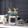 Agate Stone Transparent Crystal Crafts Sculpture Gold-plated Crystal Marble Ornaments Living Room Furnishings Desk Decoration