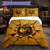 Wolverhampton Wanderers Football 3 Piece Bedding Set Soft Duvet Cover Set with Pillowcases Printed Bedroom Decor Set for Home