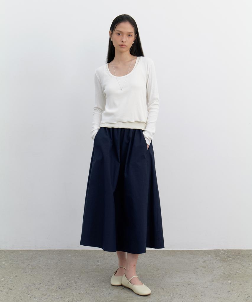 Yulago Shirring Flare Band Skirt