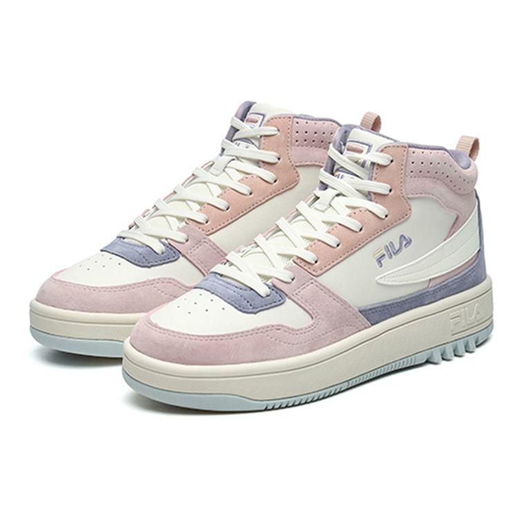 FILA Leather Retro Casual Non-Slip Durable High-Top Skate Shoes Women sneaker Light-Pink F12W216205FWP