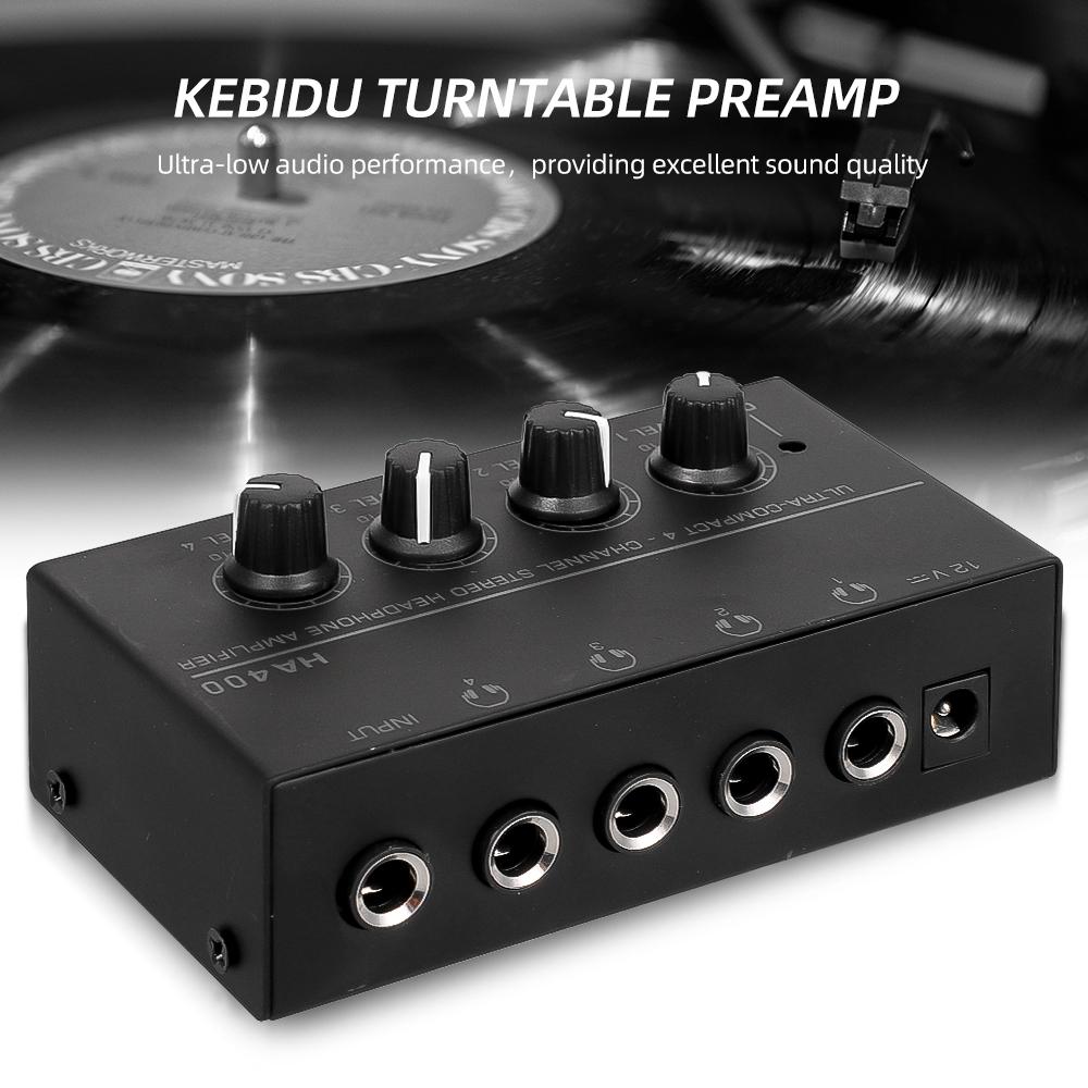 HA400 Mini Amplifier Headphone Amplifier 4 Channels Ultra-Compact Stereo Audio Amplifier Earphone Amplifier With Power Adapter
